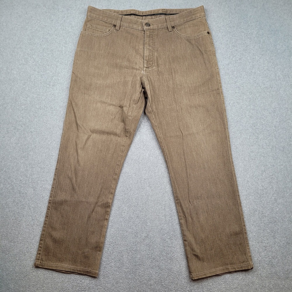 Ermenegildo Zegna Pants Mens 35x26 Brown Cotton Blend Straight Leg Casual Luxury